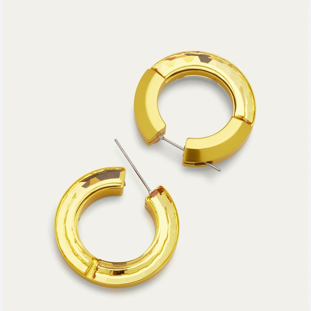 Swarovski Yellow Hoop Earrings with Polished Shine and Matte